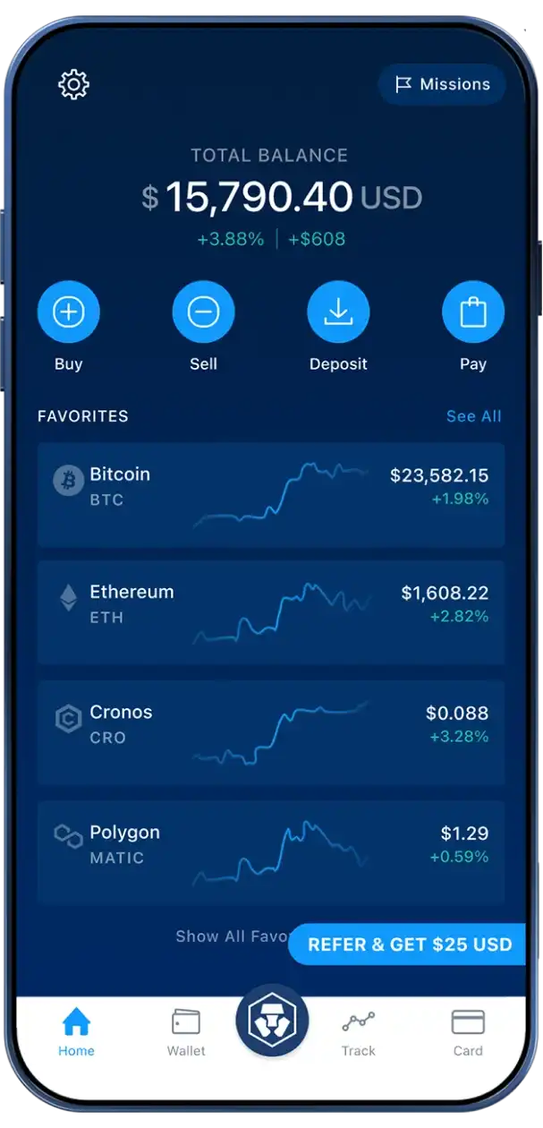 iPhone showing Crypto Earn page of the Crypto.com App